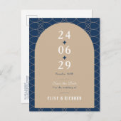 Royal Blue Classic Retro Save the Date Einladung Postkarte (Vorne/Hinten)