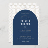 Royal Blue Classic Retro Wedding Einladung (Vorne/Hinten)