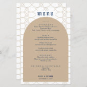 Royal Blue Classic Retro Wedding Menu (Vorne/Hinten)