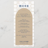 Royal Blue Classic Retro Wedding Menu Menükarte (Vorderseite)