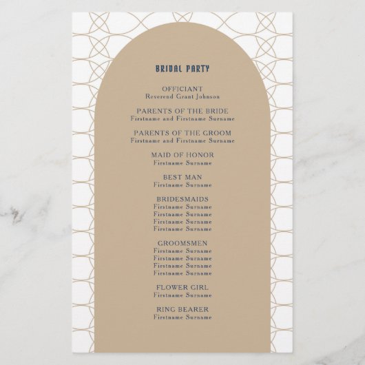 Royal Blue Classic Retro Wedding Zeremony Program (Rückseite)