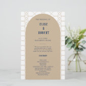 Royal Blue Classic Retro Wedding Zeremony Program (Stehend Vorderseite)