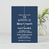 Royal Blue Classy Wedding Einladung (Stehend Vorderseite)