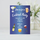 Royal Blue Cocktail Party Einladung (Stehend Vorderseite)