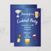 Royal Blue Cocktail Party Einladung (Vorne/Hinten)