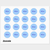 Royal Blue Color Word on Light Blue Stickers (Blatt)