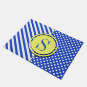 Royal Blue Combination Polka Dots and Stripes Fußmatte (Schrägansicht)