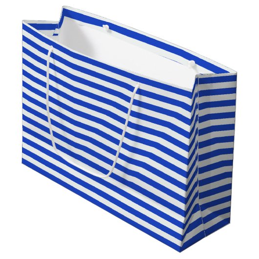 Royal Blue Combination Stripes Große Geschenktüte (Vorderseite Schrägansicht)