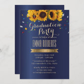Royal Blue Confetti Graduation Party Einladung (Vorne/Hinten)
