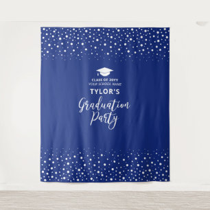 Royal Blue Confetti   Hintergrund der Graduierungs Wandteppich