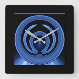 Royal Blue Contemporary Abstrakt Art Quadratische Wanduhr
