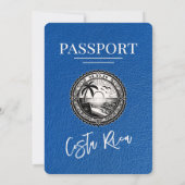 Royal Blue Costa Rica Pass Einladung Hochzeit (Rückseite)