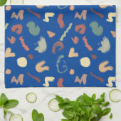 Royal Blue Cream Green Peach Shapes Geschirrtuch (Gefaltet)