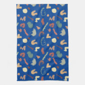 Royal Blue Cream Green Peach Shapes Geschirrtuch (Vertikal)