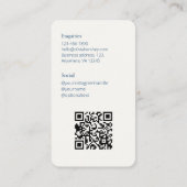 Royal Blue & Creamy Ivory Foto Social QR Code Visitenkarte (Rückseite)