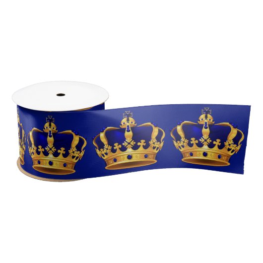 Royal Blue Crown Extravagant Prince Satinband (Spule)