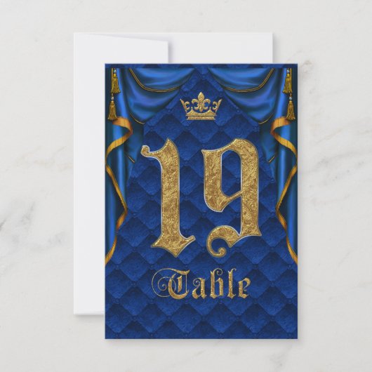 Royal Blue Crown Wedding Tischnummer 19 (Vorderseite)