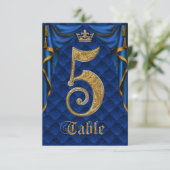 Royal Blue Crown Wedding Tischnummer 5 (Stehend Vorderseite)