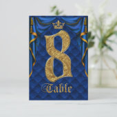 Royal Blue Crown Wedding Tischnummer 8 (Stehend Vorderseite)