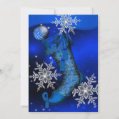 Royal Blue Crystal Snowflake Weihnachts-Party Einladung (Rückseite)