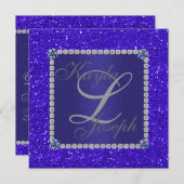 Royal BLUE Crystal Wedding INVITATION Einladung (Vorne/Hinten)