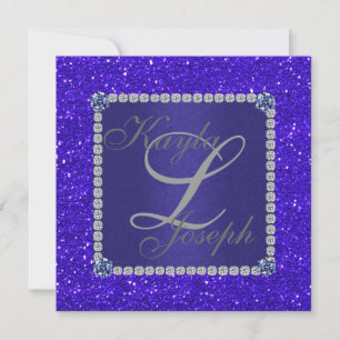 Royal BLUE Crystal Wedding INVITATION Einladung