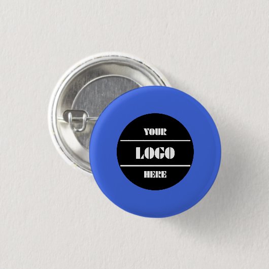 Royal Blue Customizable Solid Round Button Pin (Vorne & Hinten)