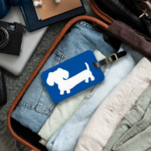 Royal Blue Dackel Luggage Tag Dackel Dog Travel