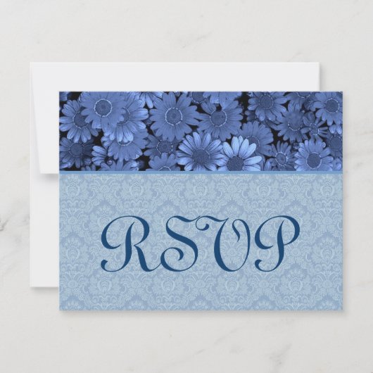 Royal Blue Daisy Damask Wedding UAWG RSVP Karte (Vorderseite)