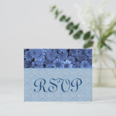 Royal Blue Daisy Damask Wedding UAWG RSVP Karte (Stehend Vorderseite)