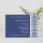Royal Blue Damask Bridal Dusche Einladung (Stehend Vorderseite)
