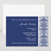 Royal Blue Damask Bridal Dusche Einladung (Vorne/Hinten)