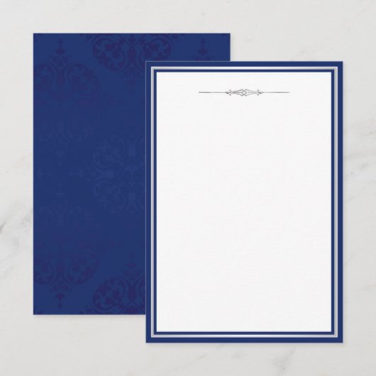 Royal Blue Damask Einladung (Vorne/Hinten)