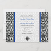 Royal Blue Damask Foto Hochzeitseinladung Einladung (Rückseite)