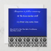 Royal Blue Damask Hochzeitseinladung Einladung (Rückseite)