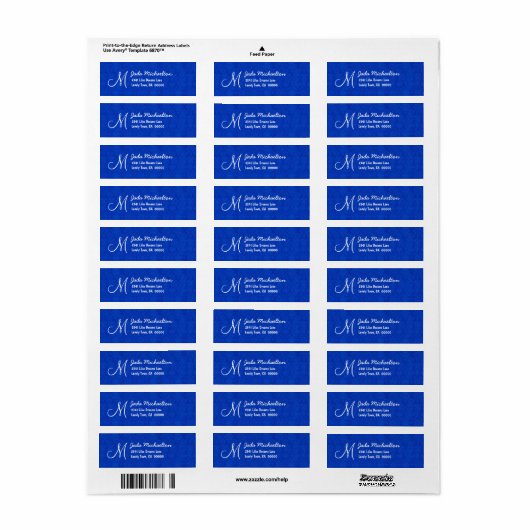 Royal Blue Damask Monogram M oder Any Initial M010 (Vorne)