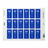 Royal Blue Damask Monogram V568 Adressaufkleber (Vorne)