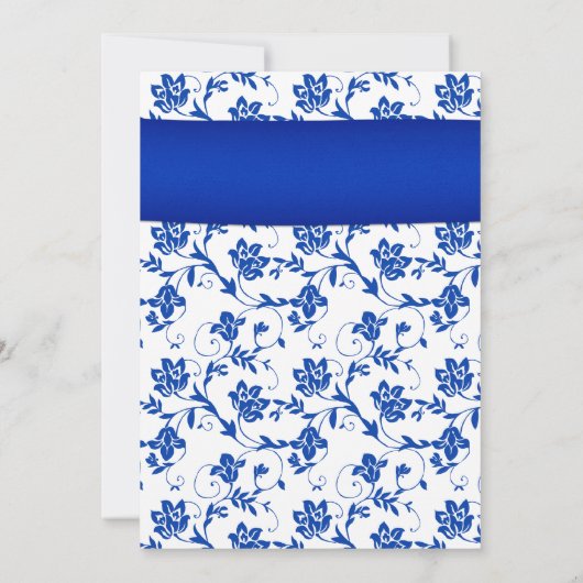 Royal Blue Damask Sonnenblume Einladung zur Hochze (Rückseite)