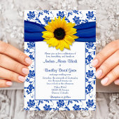 Royal Blue Damask Sonnenblume Einladung zur Hochze