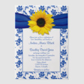 Royal Blue Damask Sonnenblume Hochzeit Pergament Einladungen (Vorderseite)