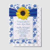 Royal Blue Damask Sonnenblume Hochzeit Pergament Einladungen (Versetzt (Einladung))