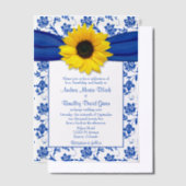 Royal Blue Damask Sonnenblume Hochzeit Pergament Einladungen (Versetzt)