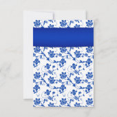 Royal Blue Damask Sunflower Wedding RSVP Card Karte (Rückseite)