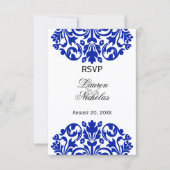 Royal Blue Damask UAWG Reply RSVP Karte (Vorderseite)