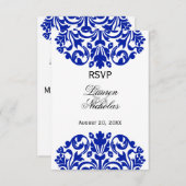 Royal Blue Damask UAWG Reply RSVP Karte (Vorne/Hinten)