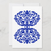 Royal Blue Damask Wedding Einladung (Rückseite)