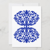 Royal Blue Damask Wedding Einladung (Rückseite)
