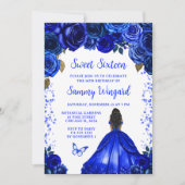 Royal Blue Dark Skin Princess 16 . Geburtstag Einladung (Vorderseite)