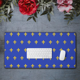 Royal Blue Desk Mat mit goldener Lilie Schreibtischunterlage
