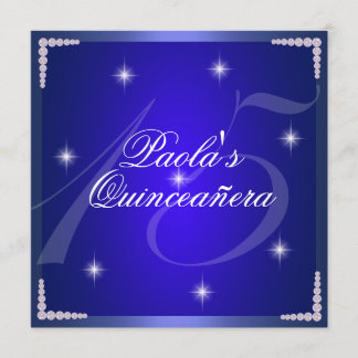 Royal Blue Diamond Glitzern Quinceañera Einladung